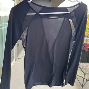 Lululemon long sleeve black mesh workout top with open back
